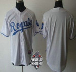 Men's Kansas City Royals Blank White Home Baseball Jersey With 2015 World Series Patch Mlb