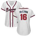 Braves #16 Brian Mccann White Home Women's Stitched Baseball Jersey Mlb- Women's