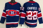 Men's Montreal Canadiens #22 Cole Caufield Blue 2021 Reverse Retro Stitched Nhl Jersey Nhl