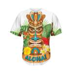 Aloha Tiki Print Polyester Spandex Baseball Jersey Shirt Baseball Jersey Lf