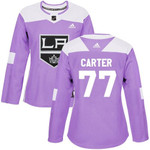 Adidas Los Angeles Kings #77 Jeff Carter Purple Fights Cancer Women's Stitched Nhl Jersey Nhl- Women's