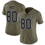 Nike Raiders #80 Jerry Rice Olive Women's Stitched Nfl Limited 2017 Salute To Service Jersey Nfl- Women's