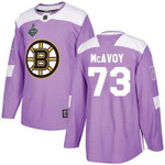 Men's Boston Bruins #73 Charlie Mcavoy Purple Fights Cancer 2019 Stanley Cup Final Bound Stitched Hockey Jersey Nhl