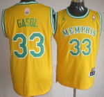 Memphis Grizzlies #33 Marc Gasol Aba Hardwood Classic Swingman Yellow Jersey Nba