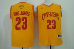 Men's Cleveland Cavaliers #23 King James Nickname 2017 The Nba Finals Patch Yellow Fashion Jersey Nba