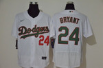 Men's Los Angeles Dodgers #24 Kobe Bryant White With Green Name Stitched Mlb Flex Base Nike Jersey Mlb