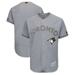 Personalize Jersey Men's Toronto Blue Jays Majestic Gray 2018 Memorial Day Authentic Collection Flex Base Team Custom Jersey Mlb