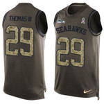 Men's Seattle Seahawks #29 Earl Thomas Iii Green Salute To Service Hot Pressing Player Name & Number Nike Nfl Tank Top Jersey Nfl