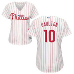 Phillies #10 Darren Daulton White(Red Strip) Home Women's Stitched Baseball Jersey Mlb- Women's