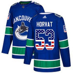 Adidas Canucks #53 Bo Horvat Blue Home Usa Flag Stitched Nhl Jersey Nhl