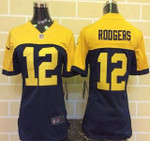 Women's Green Bay Packers #12 Aaron Rodgers Navy Blue With Gold Nfl Nike Game Jersey Nfl- Women's