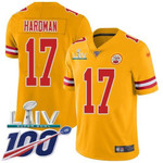 Nike Chiefs #17 Mecole Hardman Gold Super Bowl Liv 2020 Youth Stitched Nfl Limited Inverted Legend 100Th Season Jersey Nfl