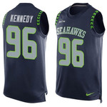 Men's Seattle Seahawks #96 Cortez Kennedy Navy Blue Hot Pressing Player Name & Number Nike Nfl Tank Top Jersey Nfl