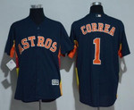 Men's Houston Astros #1 Carlos Correa Navy Blue Stitched Mlb Majestic Cool Base Jersey Mlb
