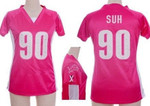 Nike Detroit Lions #90 Ndamukong Suh 2012 Pink Womens Draft Him Ii Top Jersey Nfl- Women's