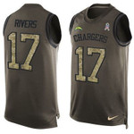 Men's San Diego Chargers #17 Philip Rivers Green Salute To Service Hot Pressing Player Name & Number Nike Nfl Tank Top Jersey Nfl