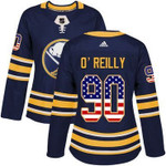 Adidas Buffalo Sabres #90 Ryan O'reilly Navy Blue Home Usa Flag Women's Stitched Nhl Jersey Nhl- Women's