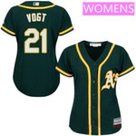 Women's Oakland Athletics #21 Stephen Vogt Green Alternate Stitched Mlb Majestic Cool Base Jersey Mlb- Women's