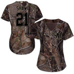 Milwaukee Brewers #21 Travis Shaw Camo Realtree Collection Cool Base Women's Stitched Baseball Jersey Mlb- Women's