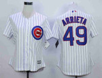 Women's Chicago Cubs #49 Jake Arrieta White Women New Cool Base Jersey MLB- Women's
