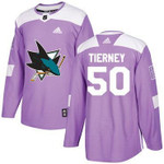 Adidas Sharks #50 Chris Tierney Purple Fights Cancer Stitched Nhl Jersey Nhl