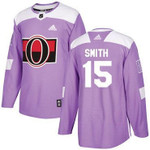 Adidas Senators #15 Zack Smith Purple Fights Cancer Stitched Nhl Jersey Nhl