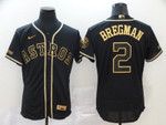 Men's Houston Astros #2 Alex Bregman Black Gold Stitched Mlb Flex Base Nike Jersey Mlb