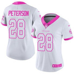 Nike Vikings #28 Adrian Peterson White Pink Women's Stitched Nfl Limited Rush Fashion Jersey Nfl- Women's