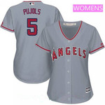 Women's Los Angeles Of Anaheim #5 Albert Pujols Gray Road Stitched Mlb Majestic Cool Base Jersey Mlb- Women's