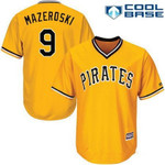 Men's Pittsburgh Pirates #9 Bill Mazeroski Yellow Pullover Stitched Mlb Majestic Cool Base Jersey Mlb