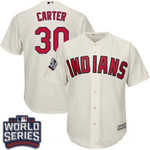 Men's Cleveland Indians #30 Joe Carter Cream Alternate 2016 World Series Patch Stitched Mlb Majestic Cool Base Jersey Mlb