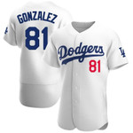 Men's Los Angeles Dodgers #81 Victor Gonzalez White Home Official Nike Jersey Mlb