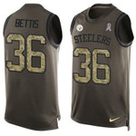 Men's Pittsburgh Steelers #36 Jerome Bettis Green Salute To Service Hot Pressing Player Name & Number Nike Nfl Tank Top Jersey Nfl