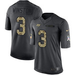 Nike Tampa Bay Buccaneers #3 Jameis Winston Black Men's Stitched Nfl Limited 2016 Salute To Service Jersey Nfl