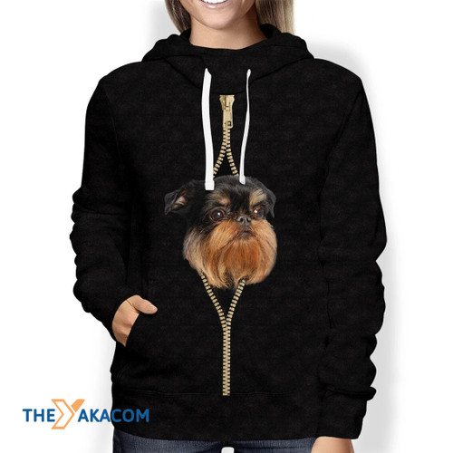 Black And Brown Griffon Bruxellois Dog In Zipper All Over Print Hoodie