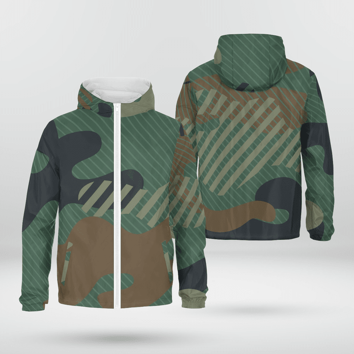 Camouflage Print Hooded Windbreaker Sporty & Stylish Look NEW