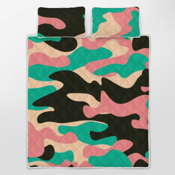 Camo Designer Quilt Bedding Sets Made Of High-Grade Polyester And Cotton