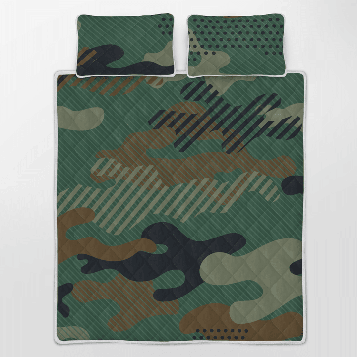 Camo Beautiful Quilt Bedding Sets Made Of High-Grade Polyester And Cotton