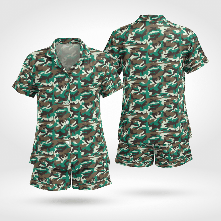 Exclusive Camouflage Short Sleeve Satin Pjs Stylish And Comfortable