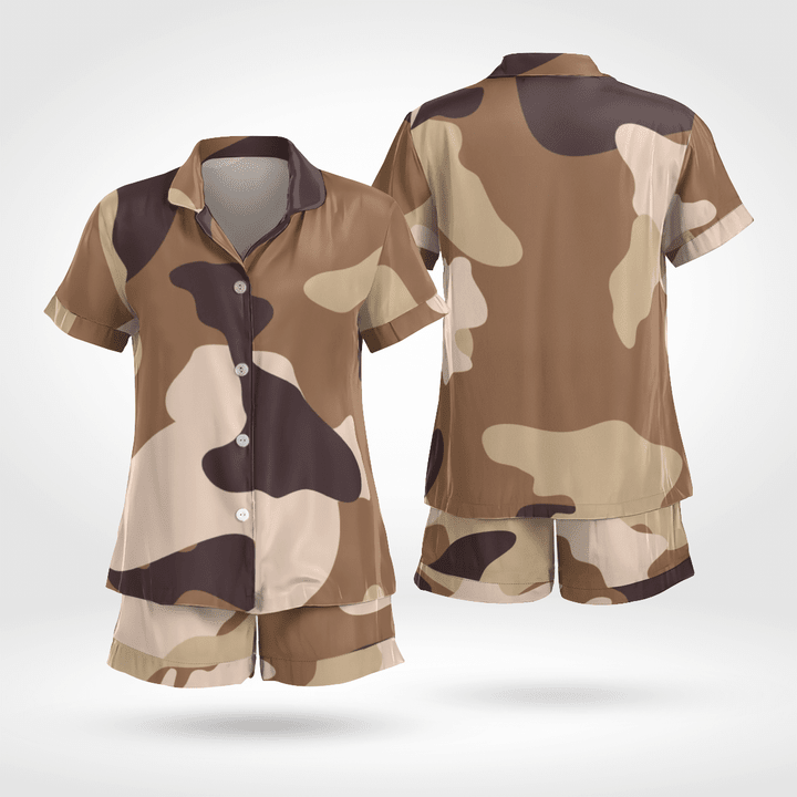 Fine Army Style Short Sleeve Pyjama Set Stretchy And Lightweight