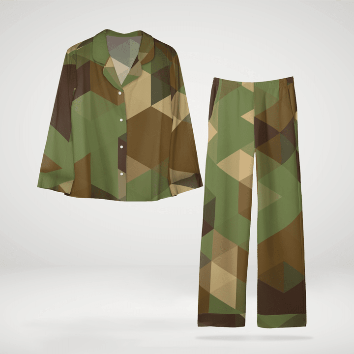 Astounding Camouflage Long Sleeve Silk Pyjamas Stylish And Comfortable