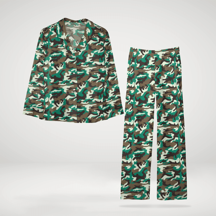 Exclusive Camouflage Silk Long Sleeve Pjs Stylish And Comfortable