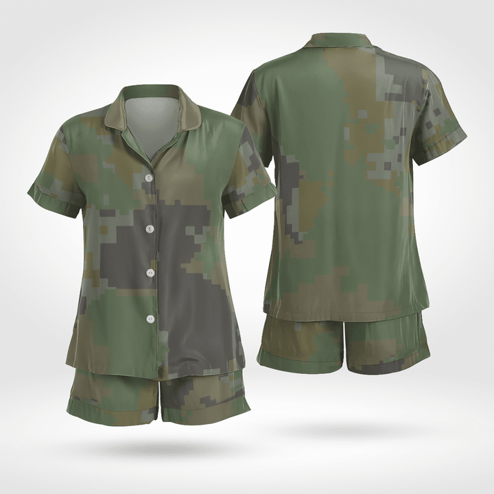Beautiful Army Style Plus Size Short Sleeve Pajama Set Stretchy And Lightweight