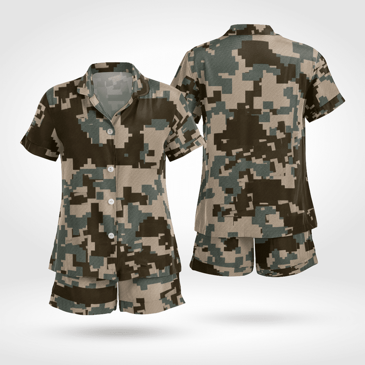 Incredible Camouflage Ladies Short Sleeve Pjs Stylish And Comfortable