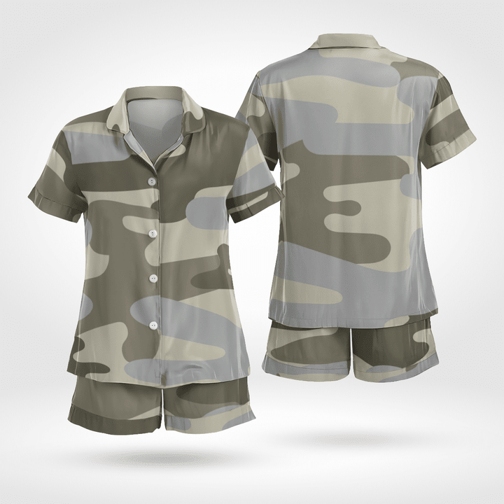 Army Style Short Sleeve Pyjama Set Stretchy And Lightweight