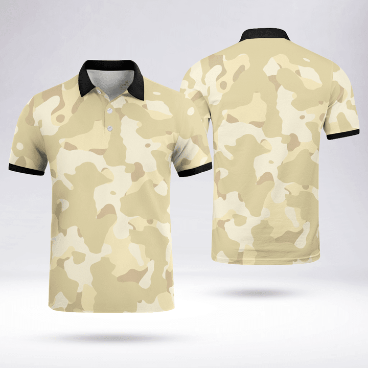 Camouflage Cheap Mens Polo Shirts High-Quality Mesh Fabric Black Collar