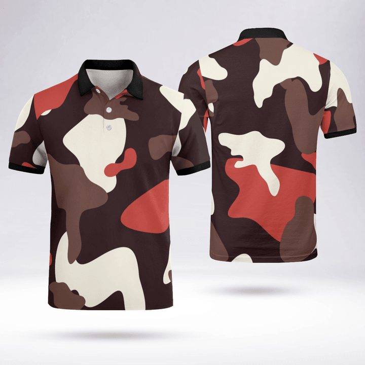 Military Style Polo Shirt Breathable Comfy Fabric Black Collar