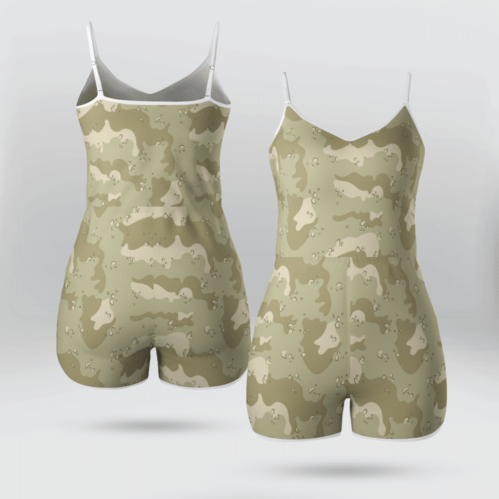 Army Print Short Playsuits Soft Breathable & Versatile