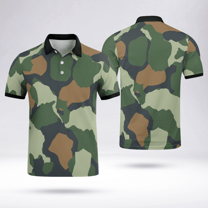 Military Style Slim Fit Polo T Shirts High-Quality Mesh Fabric Black Collar