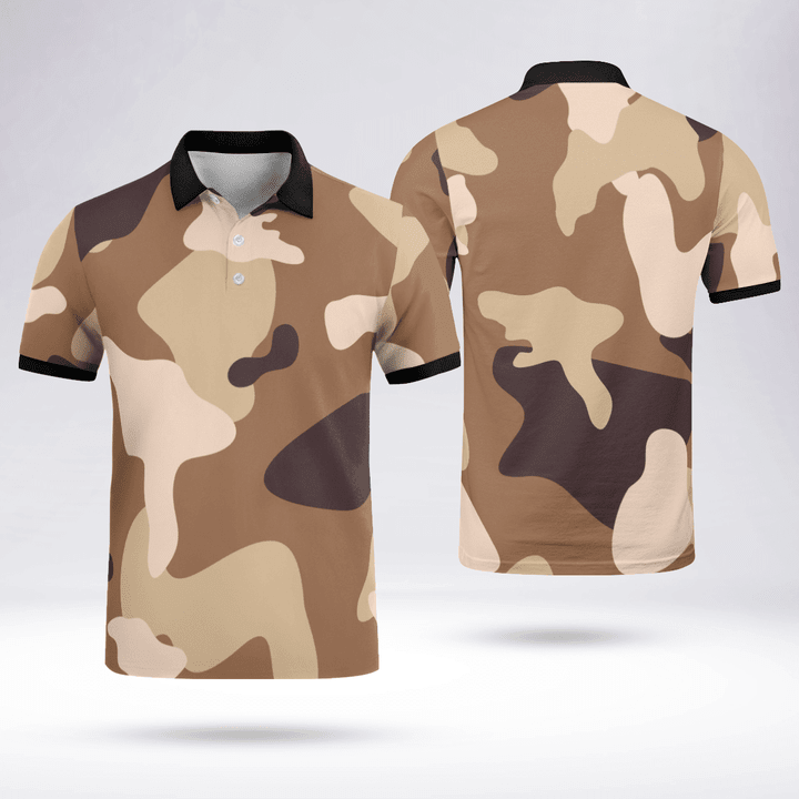 Camouflage Custom Polo Shirts Fresh And Sporty Black Collar
